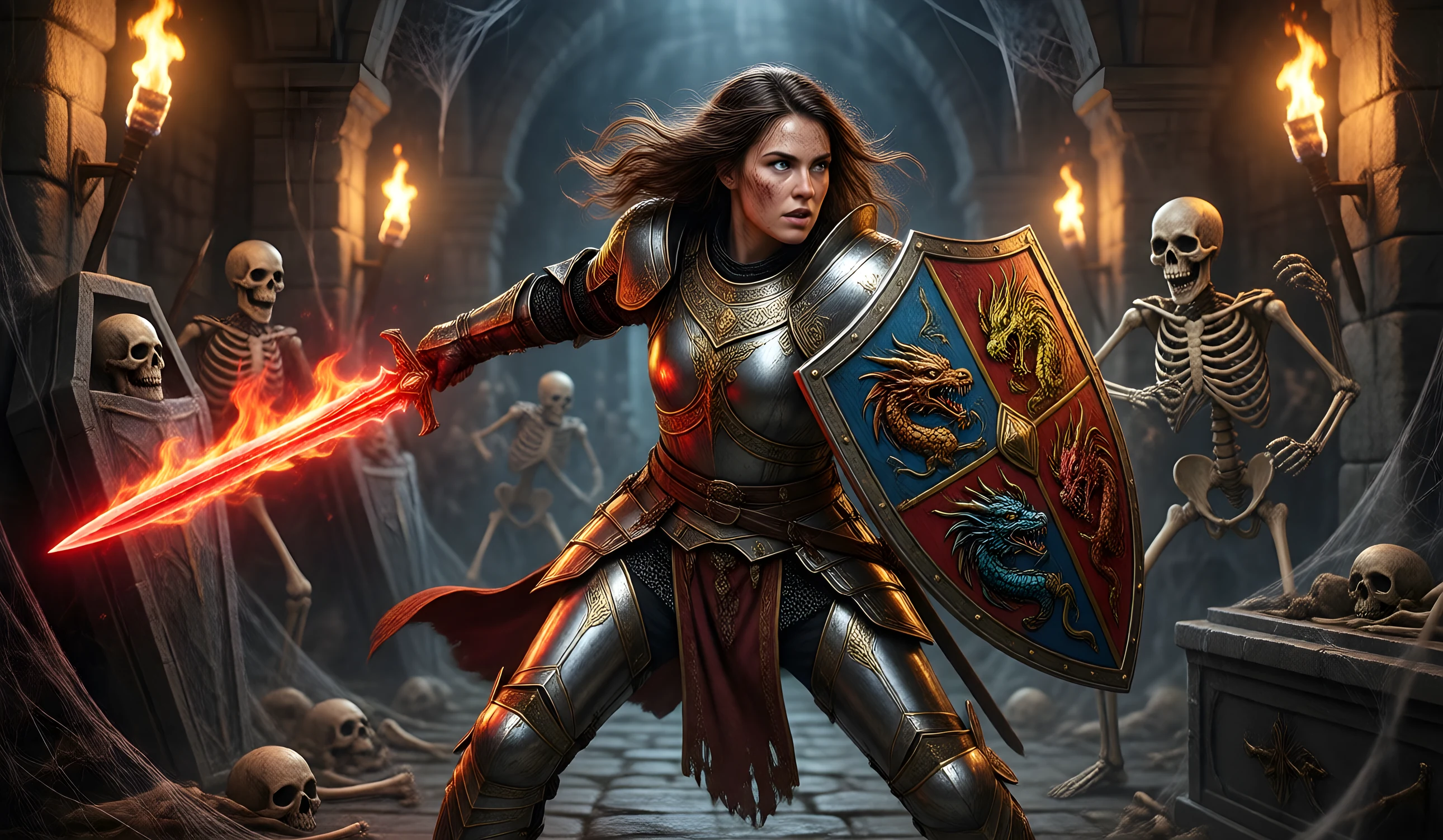 Paladin fighting skeletons
