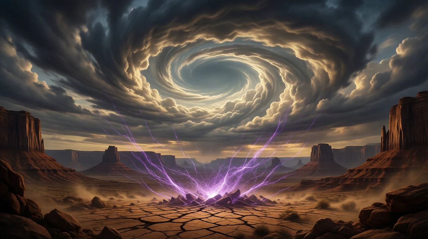 A sky turning around an empty centre above the southern mesas