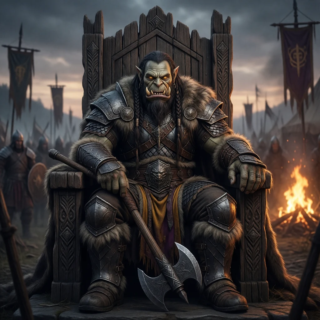 Gromch Gar on the throne of Vosgar