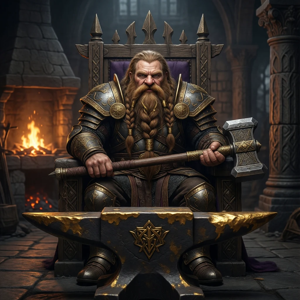 Torin son of Toril on the throne of Golden Anvil